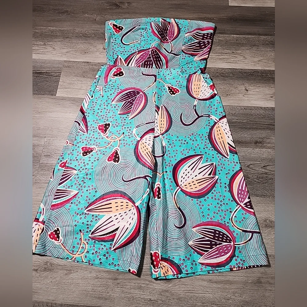 GRASS FIELDS sleeveless Ankara jumpsuit Multi color sz 14 - Picture 2 of 10
